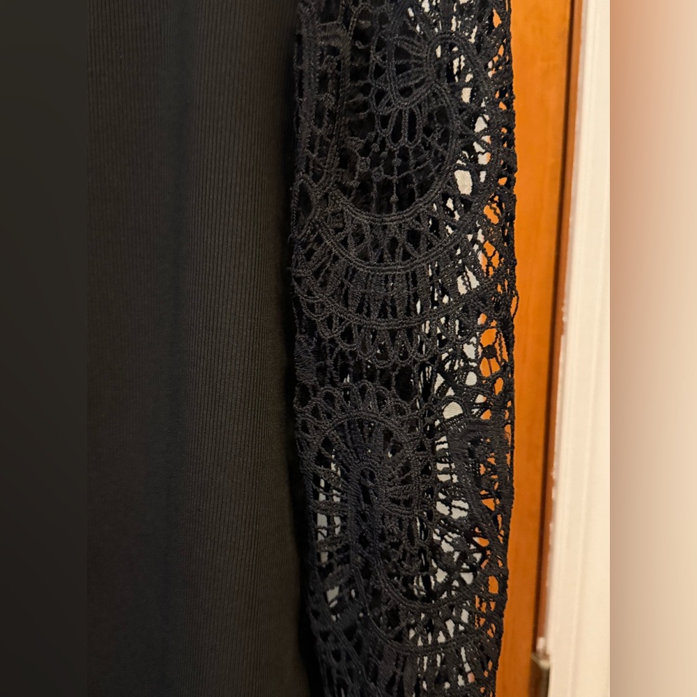SHEIN Black Crochet Sleeve Blouse - Picture 4 of 8